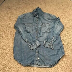 Treasure & Bond Navy blue denim button-up shirt